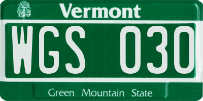VT license plate WGS030