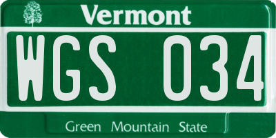 VT license plate WGS034