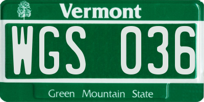 VT license plate WGS036