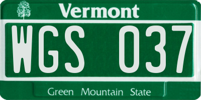 VT license plate WGS037