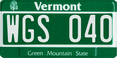 VT license plate WGS040