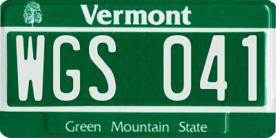 VT license plate WGS041