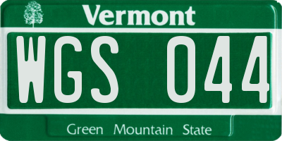 VT license plate WGS044