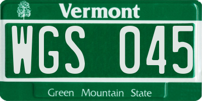 VT license plate WGS045