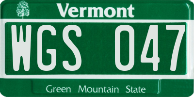VT license plate WGS047