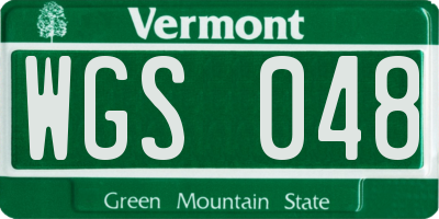 VT license plate WGS048
