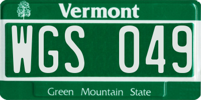VT license plate WGS049