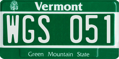VT license plate WGS051