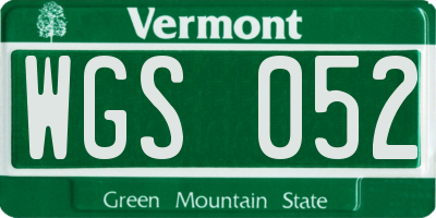 VT license plate WGS052