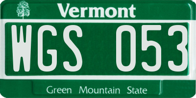 VT license plate WGS053