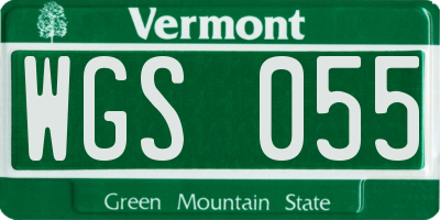 VT license plate WGS055