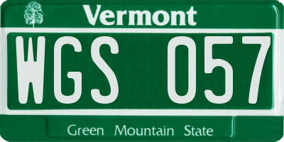 VT license plate WGS057