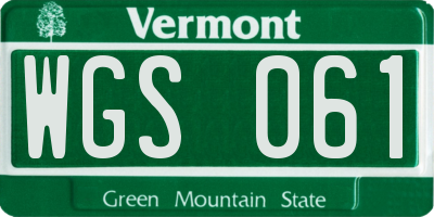 VT license plate WGS061