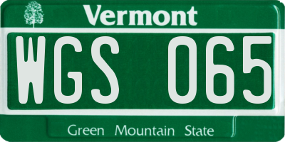 VT license plate WGS065