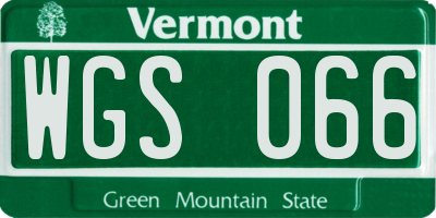VT license plate WGS066