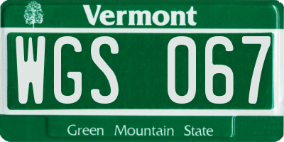 VT license plate WGS067