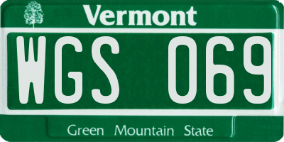 VT license plate WGS069