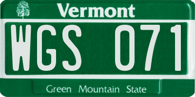 VT license plate WGS071
