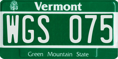VT license plate WGS075