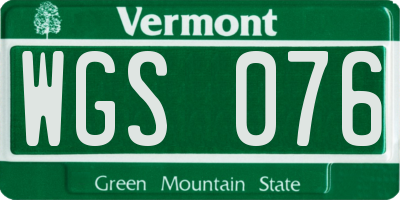 VT license plate WGS076