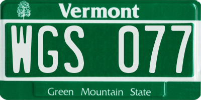 VT license plate WGS077