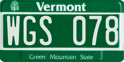 VT license plate WGS078