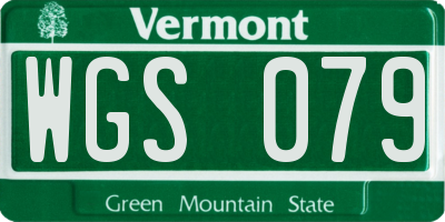 VT license plate WGS079