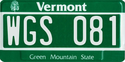 VT license plate WGS081