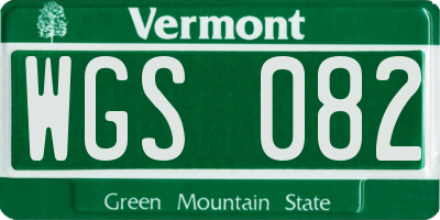 VT license plate WGS082