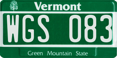 VT license plate WGS083