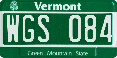 VT license plate WGS084