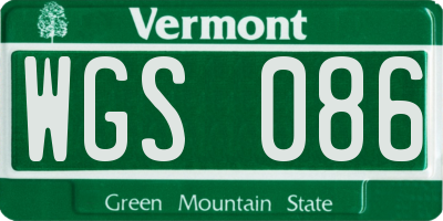 VT license plate WGS086