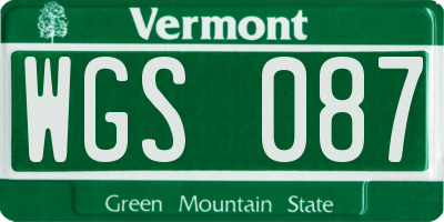 VT license plate WGS087