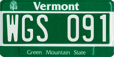 VT license plate WGS091