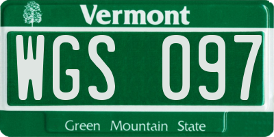 VT license plate WGS097