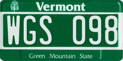 VT license plate WGS098