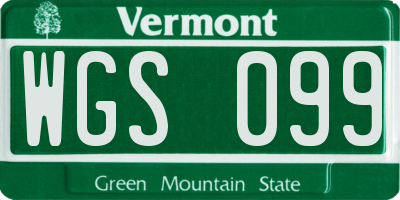 VT license plate WGS099