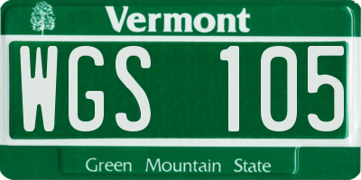VT license plate WGS105