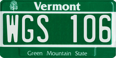 VT license plate WGS106