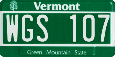 VT license plate WGS107