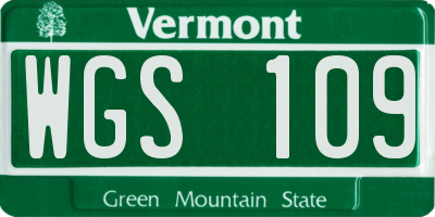 VT license plate WGS109