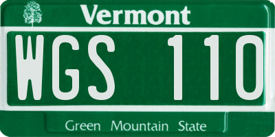 VT license plate WGS110