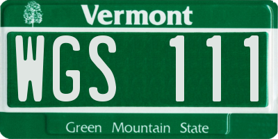 VT license plate WGS111