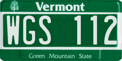 VT license plate WGS112