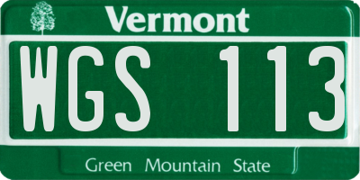 VT license plate WGS113