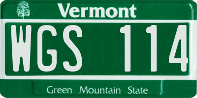 VT license plate WGS114