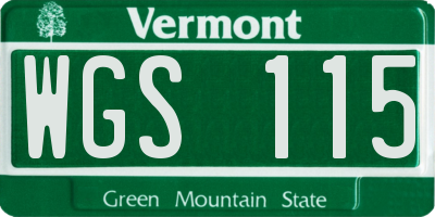VT license plate WGS115
