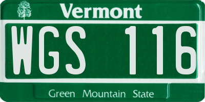 VT license plate WGS116