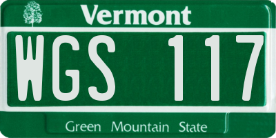 VT license plate WGS117