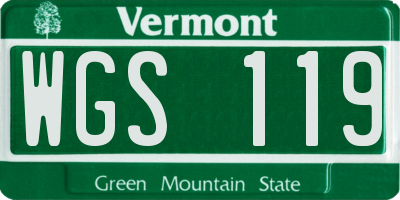 VT license plate WGS119